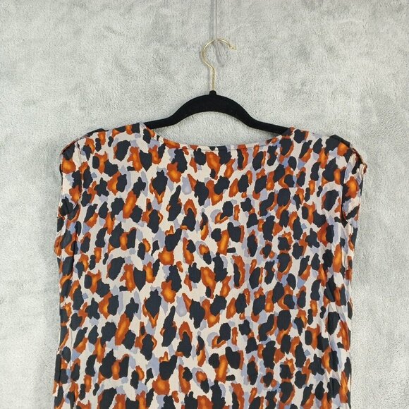 SIMONE D. Short Tank Dress Size M 100% Viscose Multicolor Print w/ Black Lining - Picture 9 of 14